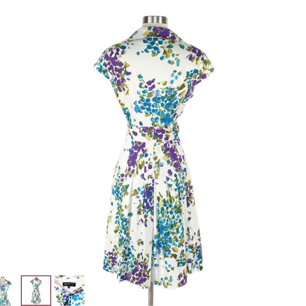 JONES OF NEW YORK FLORAL  LINED CAP SLEEVELESS  FIT&FLAIR DRESS - Picture 3 of 16